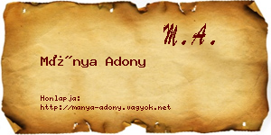 Mánya Adony névjegykártya